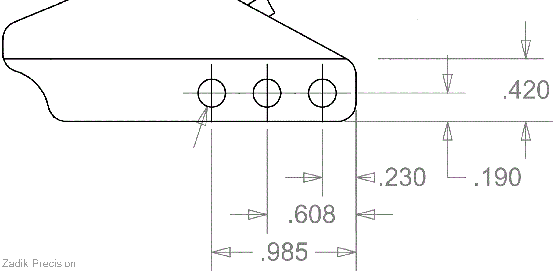 Thumb rest hole patterm specifications.